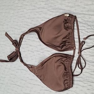 Volcom Women's black bikini top Large halter tie removable pads